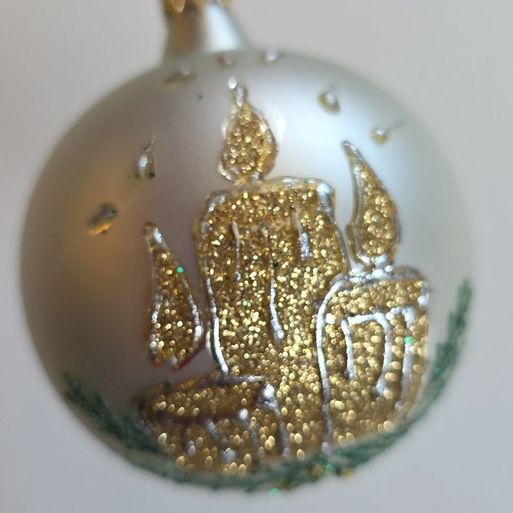 Christmas Ornament - Elegant Gold and Green Holiday Ornament Set Of 4